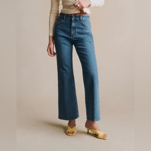 Sezane Pants - Sezane Le Flare Denim Blue - Size 10